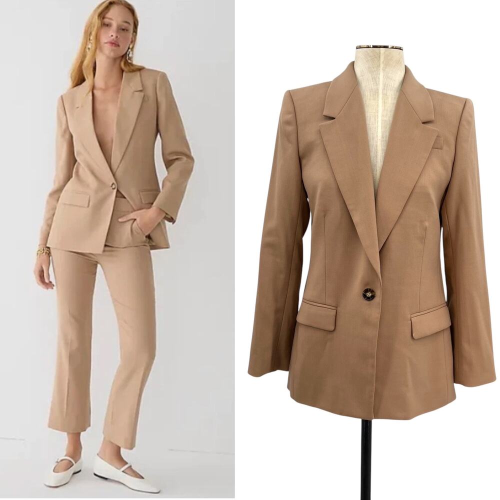 J. Crew Willa Blazer Jacket Italian City Wool Blend Camel Tan Size 4